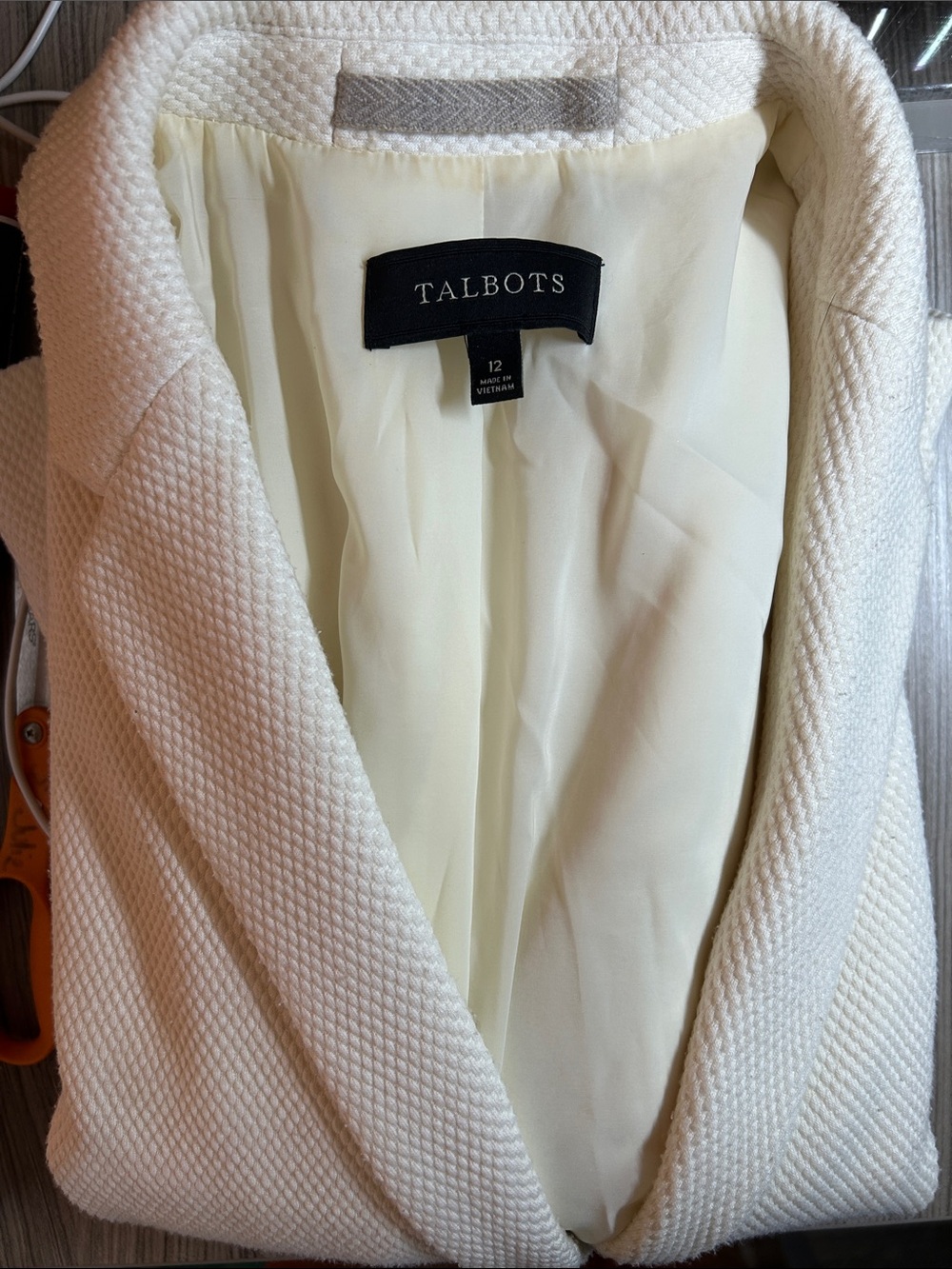 Talbots Cream Textured Two-Button Blazer - Picture 10 of 12
